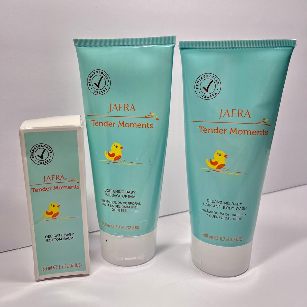 Jafra  Set Tender Moments cleansing &Baby Massage Cream delicate bottom balm New
